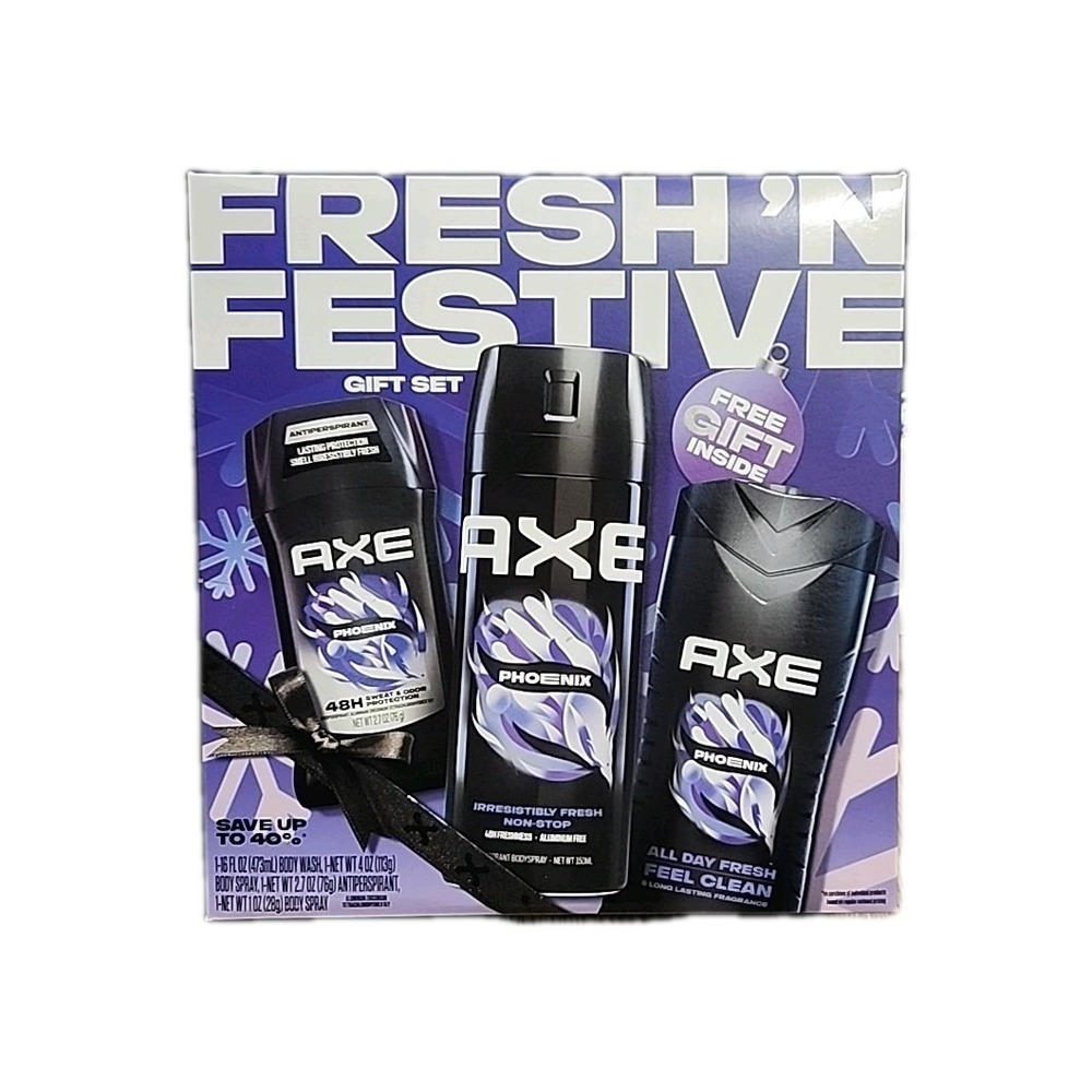 AXE Fresh Body Care Three Piece Gift Set Phoenix Mint Rosemary body Wash